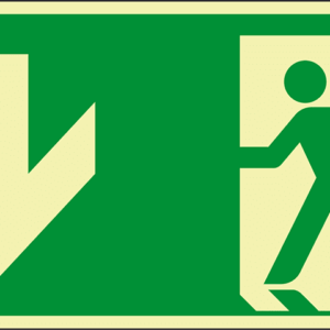 PERMALIGHT® power FlUCHTWEGSCHILD & RETTUNGSZEICHEN Notausgang geradeaus – Pfeil nach unten