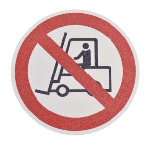m2-Antirutschbelag™ Bodenmarkierer mit Sicherheitssymbol  "Stapler verboten"