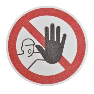 m2-Antirutschbelag™ Bodenmarkierer mit Sicherheitssymbol  "Unbefugte verboten"
