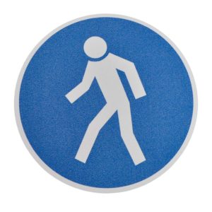 m2-Antirutschbelag™ Bodenmarkierer mit Sicherheitssymbol  "Für Fußgänger"