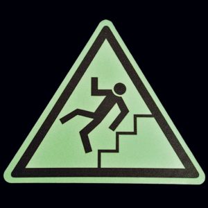 m2-Antirutschbelag™ Bodenmarkierer mit Sicherheitssymbol Nachleuchtend "Vorsicht Treppe"