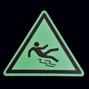m2-Antirutschbelag™ Bodenmarkierer mit Sicherheitssymbol Nachleuchtend "Vorsicht Rutschgefahr"