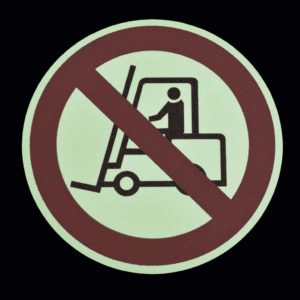 m2-Antirutschbelag™ Bodenmarkierer mit Sicherheitssymbol Nachleuchtend "Stapler verboten"