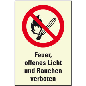 PERMALIGHT® plus VERBOTSZEICHEN Kombischild "Feuer, offenes Licht und Rauchen verboten"