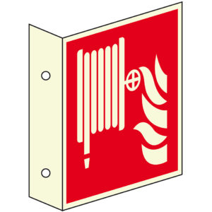 PERMALIGHT® plus BRANDSCHUTZZEICHEN Löschschlauch – Fahnenschild – doppelseitig