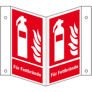 PERMALIGHT® plus BRANDSCHUTZZEICHEN Feuerlöscher "Für Fettbrände" – Nasenschild