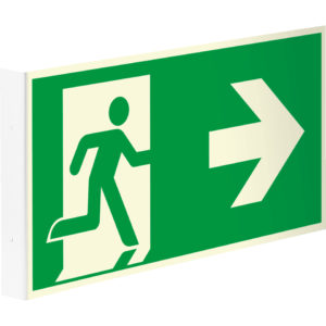 PERMALIGHT® plus FLUCHTWEGSCHILD & RETTUNGSZEICHEN Rettungsweg und Pfeil rechts/links – Fahnenschild doppelseitig