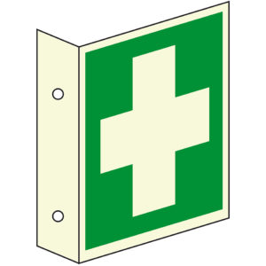 PERMALIGHT® plus ERSTE HILFE ZEICHEN Erste Hilfe Kreuz – Fahnenschild doppelseitig