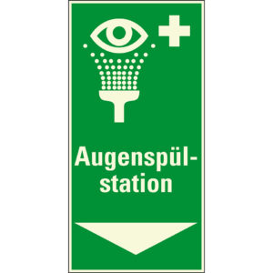 PERMALIGHT® plus ERSTE HILFE ZEICHEN Kombischild Augenspüleinrichtung "Augenspülstation"