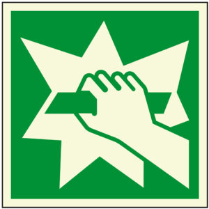 PERMALIGHT® plus FLUCHTWEGSCHILD & RETTUNGSZEICHEN Notausgangsvorrichtung, nach Zerschlagen einer Scheibe zu erreichen