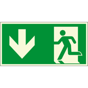 PERMALIGHT® plus FLUCHTWEGSCHILD & RETTUNGSZEICHEN XXL-Rettungszeichen Notausgang / Pfeil nach unten