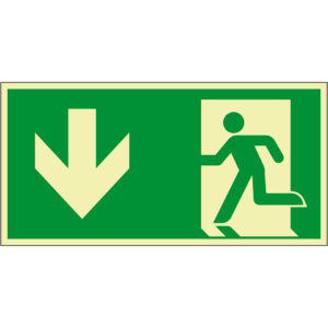 PERMALIGHT® power FLUCHTWEGSCHILD & RETTUNGSZEICHEN Notausgang / Pfeil nach unten