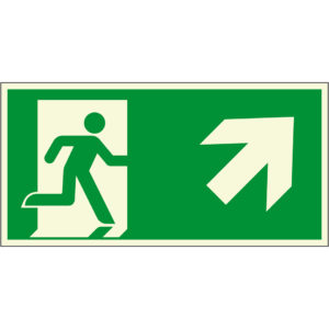 PERMALIGHT® plus FLUCHTWEGSCHILD & RETTUNGSZEICHEN Notausgang / Pfeil rechts aufwärts