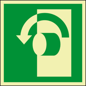 PERMALIGHT® power FLUCHTWEGSCHILD & RETTUNGSZEICHEN Türhinweis Öffnung – Linksdrehung