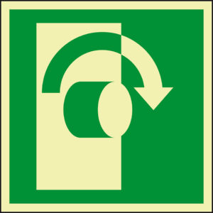 PERMALIGHT® power FLUCHTWEGSCHILD & RETTUNGSZEICHEN Türhinweis Öffnung / Rechtsdrehung
