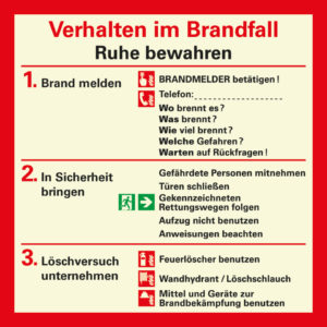 PERMALIGHT® plus AUSHANG & SAMMELSTELLE "Verhalten im Brandfall – Ruhe bewahren"