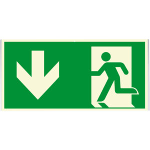 PERMALIGHT® plus FLUCHTWEGSCHILD & RETTUNGSZEICHEN Notausgang / Pfeil nach unten – Komponente für Rettungswürfel