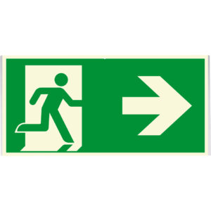 PERMALIGHT® plus FLUCHTWEGSCHILD & RETTUNGSZEICHEN Notausgang / Pfeil nach rechts – Komponente für Rettungswürfel