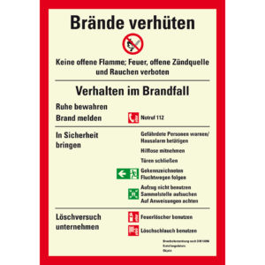 PERMALIGHT® plus FLUCHTWEGSCHILD & RETTUNGSZEICHEN "Brände verhüten" – leicht verständlich