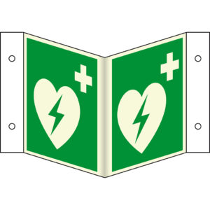 PERMALIGHT® plus ERSTE HILFE ZEICHEN Automatisierter Externer Defibrillator (AED) – Nasenschild