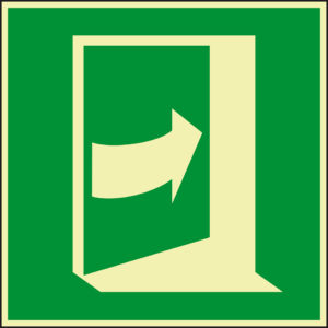 PERMALIGHT® power FLUCHTWEGSCHILD & RETTUNGSZEICHEN Hinterlegung der Öffnungsseite von Rettungstüren – rechte Seite