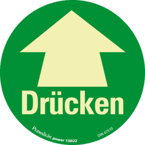 PERMALIGHT® plus FLUCHTWEGSCHILD & RETTUNGSZEICHEN Türhinweis "Drücken" mit Pfeil