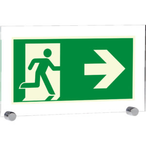 PERMALIGHT® plus FLUCHTWEGSCHILD & RETTUNGSZEICHEN Notausgang rechts / Pfeil nach rechts – mit Klemmbefestigung