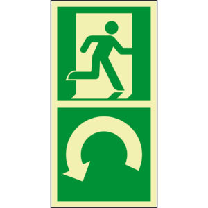 PERMALIGHT® power FLUCHTWEGSCHILD & RETTUNGSZEICHEN Notausgang und Türhinweis Öffnung – Linksdrehung