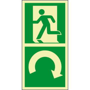 PERMALIGHT® power FLUCHTWEGSCHILD & RETTUNGSZEICHEN Notausgang und Türhinweis Öffnung – Rechtsdrehung