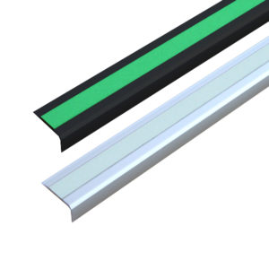 ALUMINIUM Treppenkantenprofil mit m2-Antirutschbelag™ EASY CLEAN Nachleuchtend